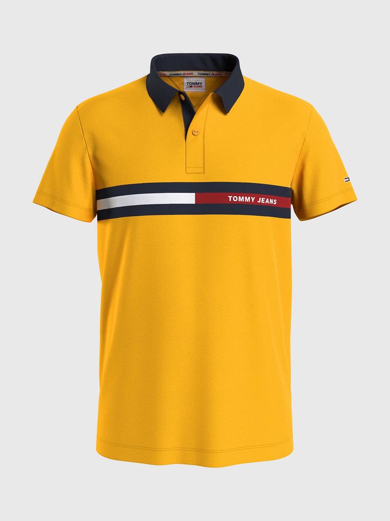 Férfi Tommy Hilfiger Relaxed fit chest flag Polos Sárga | HU 1090GSO